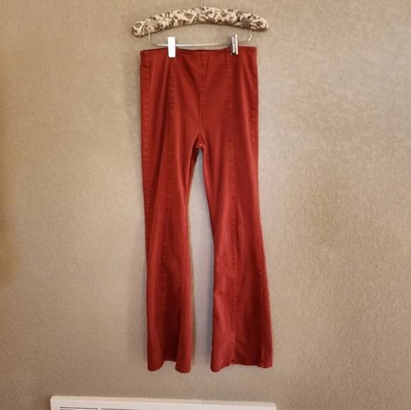 Free people flare pants size 28 color burnt red - Picture 1 of 7